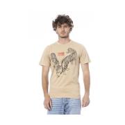 Beige Bomuld Logo Print T-Shirt