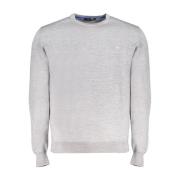 Grå Uld Crew Neck Sweater Broderet