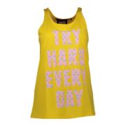 Gul Bomuld Tank Top med Logo Print