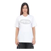 Hvid T-shirt med Stylized Oval D Logo