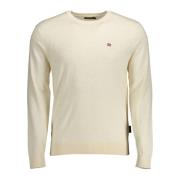 Broderet bomulds sweater i beige