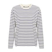 Stribet Langærmet T-shirt Antique White/Beacon Blue