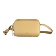 Beige Crossbody Taske med Lynlås Lukning