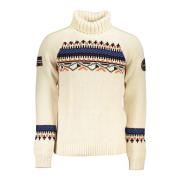 Beige Langærmet Sweater med Høj Hals