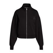 Sort Zip-T Sweatshirt med Applique