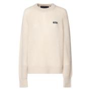 Beige Uldbluse med Logo