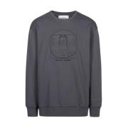 Moderne antracit sweatshirt med broderi