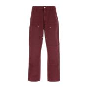 Burgundy Denim Double Knee Pant