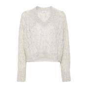 Kabelstrikket V-hals Sweater