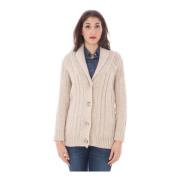 Beige Cardigan med Lange Ærmer og Logo