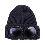 Tynd Uld Beanie med Dobbelt Frontlinse Detalje