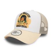 Beige Los Angeles Grafisk Print Trucker Hat