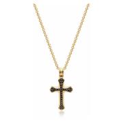 Mens Gold Necklace with Black CZ Cross