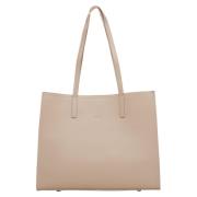 Kvinders Beige Læder Shopper Taske ER00115665