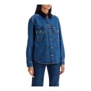 Denim skjorte med corduroy krave