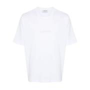 Hvid Bomuld Jersey Broderet T-shirt