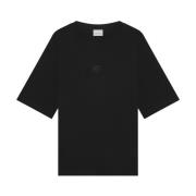 T-shirt Boxy Broderet Sort - XXS / Sort / Unisex