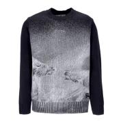 Sort Crewneck Sweater med Ribbed Detaljer