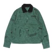 Skovgrøn Scribble Button Up Jakke