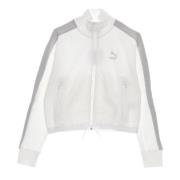 Hvid Cropped Turtleneck Sweatshirt Track Jacket