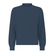 Blå Casual Struktureret Pullover Sweater