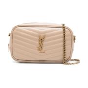 Beige Crossbody Taske med Lynlås