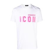 Hvid Icon Pink Fluorescerende T-Shirt