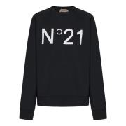 Sort Oversized Crewneck Sweatshirt med Logo