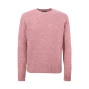 Pink Crew-neck Sweater med Metal Logo