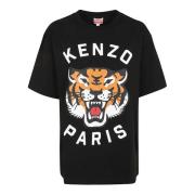 Sort T-shirt med Lucky Tiger Print