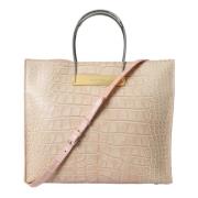 Chic Pink Alligator Læder Tote Taske