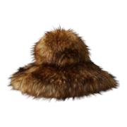 Brun Faux Fur Bucket Hat