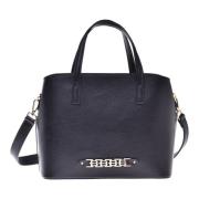 Tote bag in black tumbled leather