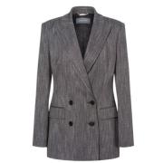 Herringbone Blazer med Peak Revers