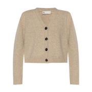 Beige Uld V-Hals Sweater