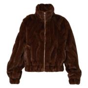 Brun Ecofur Bomber Frakke