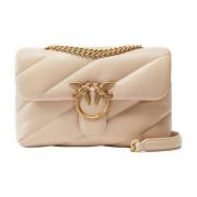 Beige Læder Dame Crossbody Taske