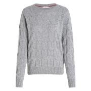 Blød uld kabel C-hals sweater