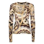 Multifarvet Chenille Sweater med All-Over Print