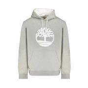 Grå Bomuld Hættetrøje Sweatshirt med Logo Print