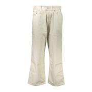 Beige Loose Bomuld Jeans 5-Lomme Stil