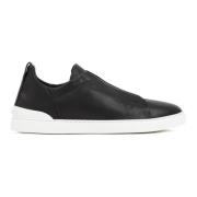 Sort Læder Slip-On Sneakers