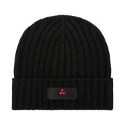 Sort Strik Uld Beanie Hat