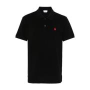 Sort Broderet Skull Polo Skjorte