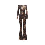 Grå Paisley Print Jumpsuit Kjole