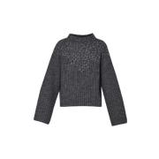 Antracite Melang Uld Ribstrik Sweater