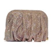 Gylden Aluminium Mesh Krystal Rhinestone Taske