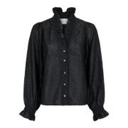 Glitter Smock Bluse med Knapper