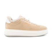 Beige Sneakers med Ruskindsdetaljer