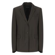 Brun uld blazer med peak revers